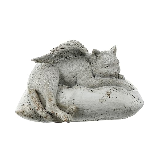 Yardwe Engel Katze Ornamente Denkmal Engel-Hunderahmen Trauer Katze-Garten-Statue Beileid Katzendekor katzenangel Katzen Angel Tiergedenkstein Engel-Haustier-Statue Gedenkkatzenengel Harz von Yardwe