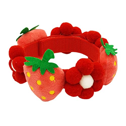 Yardwe Erdbeerblütenartikel Dekorationszubehör für Haustiere Katzenbandana weihnachtsdeko Erdbeeren Kätzchen-Kragen Gastgeschenke mittlere bis große Hunde die Blumen Erdbeere rot von Yardwe