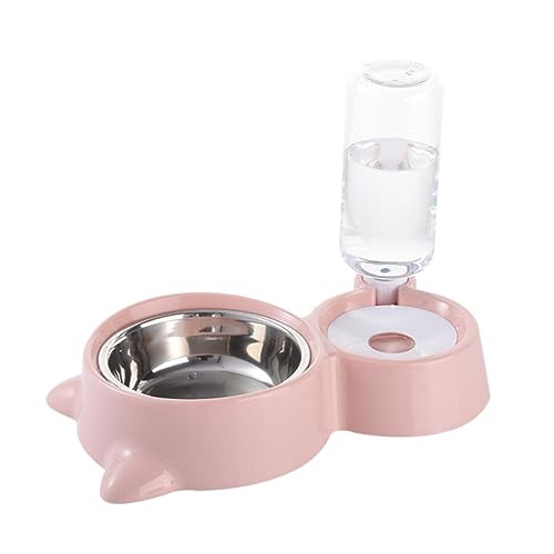 Yardwe Futternäpfe Für Hunde Hundefutter Automatischer Trinkbrunnen Für Haustiere Wasserspender Automatische Zuführung Erhöhte Hundenäpfe Haustiernapf Katzennäpfe USB Futternapf Rosa von Yardwe