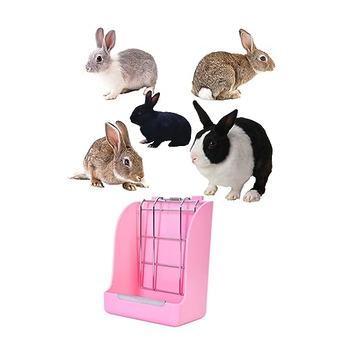 Yardwe Futterstelle Für Kaninchen Chinchillagras Großer Zubringer Kaninchenkrippe Hasengrasregal Grasständer Häschen-Feeder Meerschweinchen Futter Futterautomat Für Hamster Rosa von Yardwe