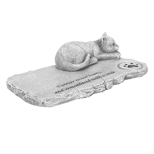 Yardwe Grabstein Zum Gedenken An Katzen Hund Urne Urnen Katzenurne Katze-Garten-Statue Glückskatze Katzen-gedenkschmuck Haustier-denkmal Katzen-denkmal Solar-Katze Falsche Katze Grey Harz von Yardwe