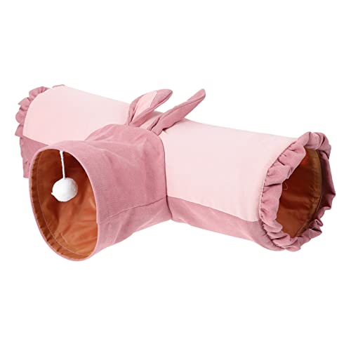 Yardwe Hamster Tunnel Kitten-röhrentunnel Kätzchenspielzeug Haustier Tierisches Spielzeug Katzentunnel Tierspielzeug Häschenröhren Grüner Hase Kaninchen Ruhendes Nest Stoff Rosa von Yardwe