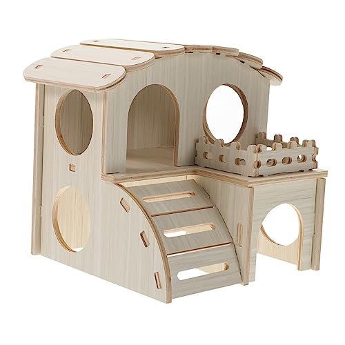 Yardwe Hamsterhaus Hamster hamsterspielzeug Nagetier Holzhaus Hamster Behausung Hundehütte natürliches Hamsterversteck Haustier Hamsterversteck Holzverbundplatte von Yardwe