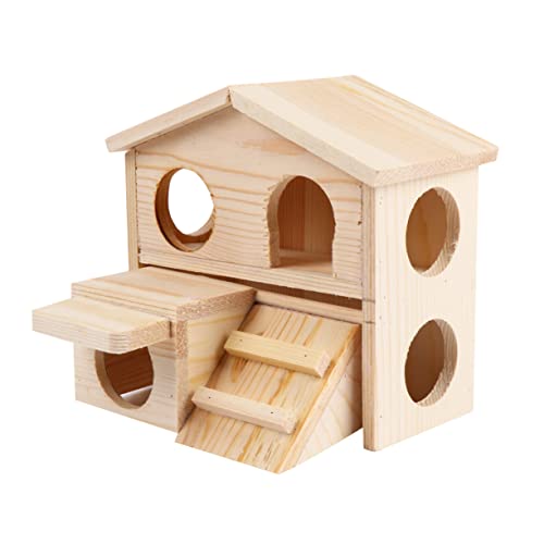 Yardwe Hamsterspielzeug Aus Holz Mit Leiter Hamsterhaus Aus Holz Hamstermaushütte Hamsterbackennest von Yardwe