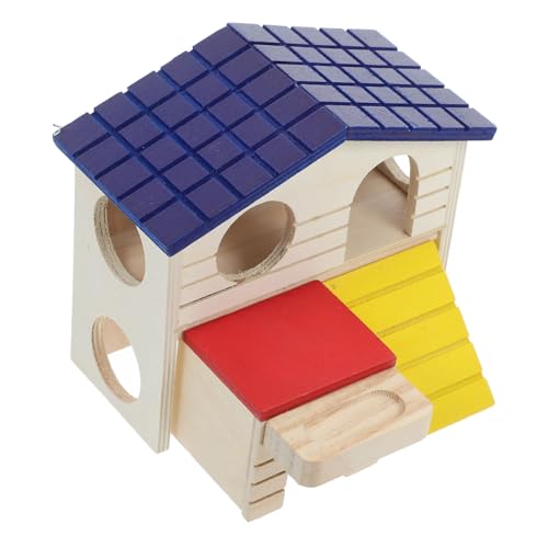 Yardwe Hamstervilla Hamster Spielplatz Hamster Holz Hamster Villa nager Hamster Versteckhaus mit Dach Hamsterkäfig Hamster-Minihütte Spielzeughamster Hasenburg hölzern von Yardwe