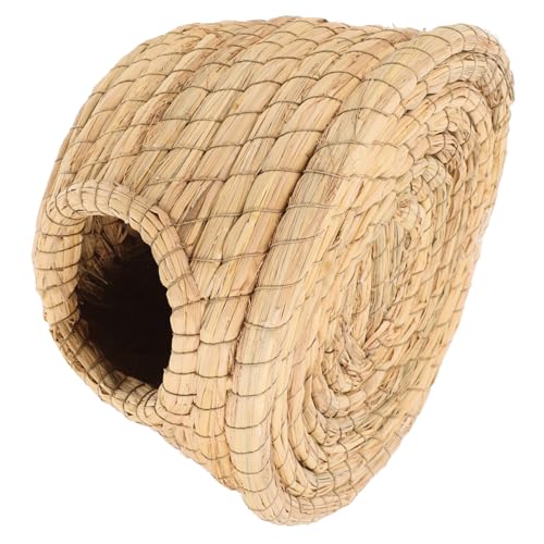 Yardwe Hasenstall Aus Stroh Kleines Vogelnest Hasennestmatte Meerschweinchen Versteck Hamsternestmatte Mini-tierbett Hamster Gewebtes Versteckbett Für Kleintiere Kleines Mäusebett von Yardwe