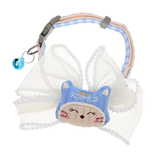 Yardwe Haustier Halskette Kätzchen-Kragen Hund Katze Katzenschleifenhalsband Bogen Für Goldenes Katzenhalsband Halloween-katzenhalsband Blue Polyester von Yardwe