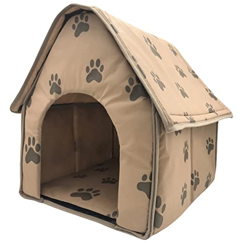 Yardwe Haustier Hundehütte Katzenhausbett Überdachung Tragbares Zelt Kleines Hundeversteck Katzenhütte Winterbett Für Höhlenbett Für Welpen Tipi Eingebauter Schwamm Coffee von Yardwe