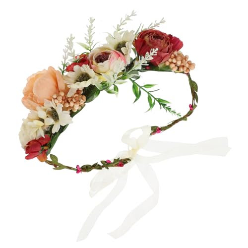 Yardwe Hund Hochzeit Blumenhalsband Welpenhalsbänder für kleine Welpen dekorativer Hundekranz Hundehochzeitsoutfit Künstliches Blumenhalsband für Hunde Girlande Tiara Hundehalsband Böhmen von Yardwe