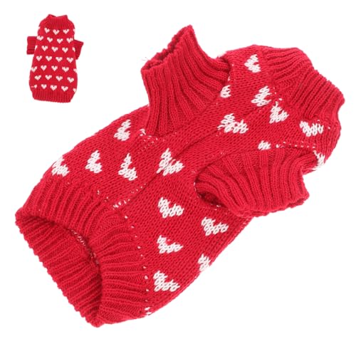 Yardwe Muskelshirt Hundepullover Welpen-Outfits Pullover Für Pullover Mit Hundeherz Gestrickte Welpenpullover Katzenpullover-Outfits Kleidung Rot Mantel von Yardwe