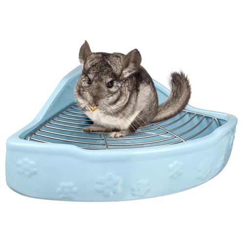 Yardwe Kaninchen-Keramik-Toilette Einstreu Für Kleintiere Haustier-PIPI-Toilette Töpfchentrainer Aus Guinea Keramik Haustier Kleine Toilette Kleine Tiertoilette Chinchilla Hamster Blue von Yardwe