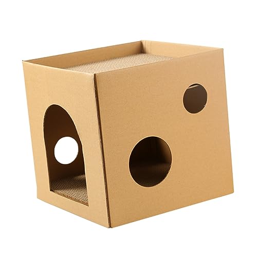 Yardwe Katzenhaus Katzenklo Große Katzen XXL Katze Ruhe Spielzeug Indoor-spielset Indoor-Spielzeug Kratzbaum Cat Scratcher Cardboard Aufbewahrungsspielzeug Zubehör Welligkeit Wellpapier von Yardwe