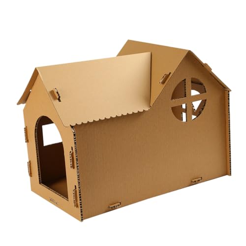 Yardwe Katzenhaus katzenhöhle katzenmöbel catsbests Katzenkratzer Katzenheim Spielzeuge halbgeschlossener Karton Katzenkratzkarton Welligkeit kratzbaum für Katzen Katzennest Wellpapier von Yardwe