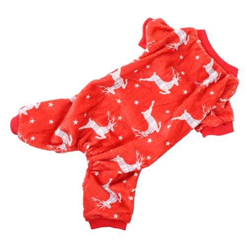 Yardwe Kleidung für Haustiere Weihnachtsoutfits für Hunde Hundeoverall Hundejacke weihnachtsmantel weihnachtsjacket Flanellkleidung für Hunde Hund Warmer Pyjama doppelseitiger Flanell rot von Yardwe