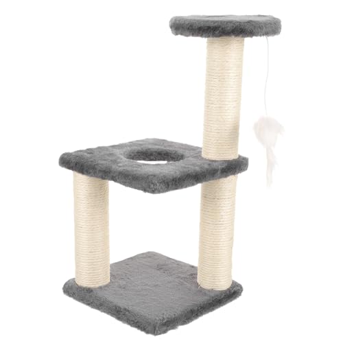 Yardwe Klettergerüst für Katzen Kletterbaum für Katzen Katzenmöbel Leiter für Katzen Katzenpost Katzenstreu katzenkratzbaum katzenturm Bodenkratzstange Kätzchen Versorgung MDF Light Grey von Yardwe