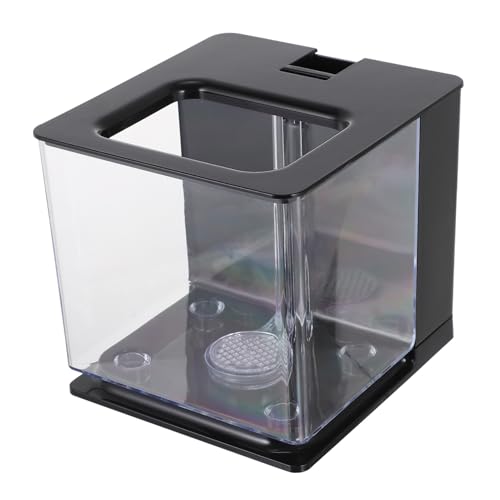 Yardwe Mini-Aquarium Fischfutterautomat Desktop-Aquarium Led-lichtleiste Für Aquarien Aquarium Sauber Kanister Kleine Aquarienheizung Fischstein Fischvorräte Faltbar Kontrolle Acryl Black von Yardwe