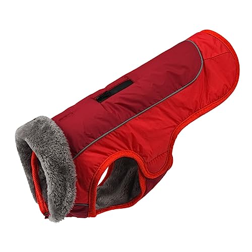 Yardwe Pelzkragen hundekleidung Welpenpullover Hundekleidung aus Baumwolle Kleider Welpenkleidung wasserdichte Kleidung für welpen Herbst Wollkleidung Polyester rot von Yardwe