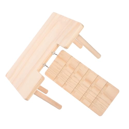 Yardwe Plattform für Hamsterkäfige Mini-Glocken Kletterleiter für Hamster Holz Loft für Hamster Kletterplattform aus Holz Hamsterkäfigplattform mit Rampe hölzern Beige von Yardwe