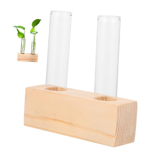 Yardwe Reagenzglasvase Anlage Sonnenlicht Sich vermehren bürodeko büro Dekoration balkondeko schreibtischdeko zimmerpflanzen Tisch-Vermehrungsrohr Desktop-Hydrokulturvase Holz von Yardwe