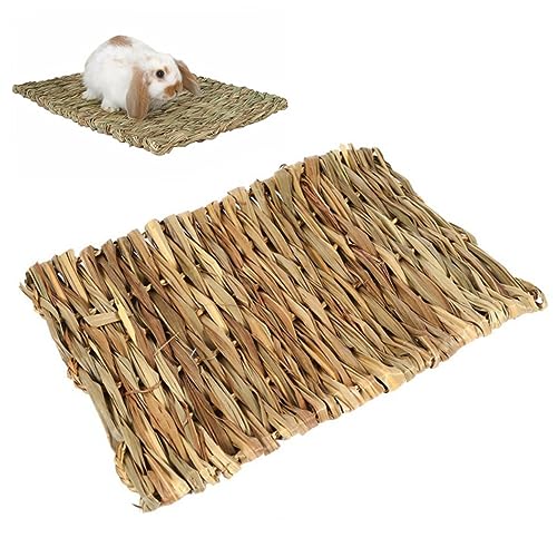 Yardwe Seegras-Patch Vogel gewebte Matte Häschen-Gras-Pads Kaninchen-Bodenbeläge Seegras-Matte Hamsterbett Spielzeug Animal Polster entspannungsmatte Kaninchen-Pad Hamstermatte Hölzern von Yardwe