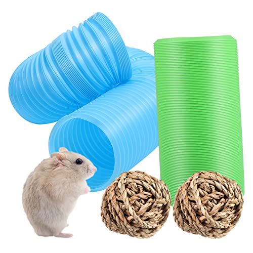 Yardwe Teleskoprohr Hamster Spielzeug hamsterspielzeug Hamster röhren Tunnel für Meerschweinchen Hamster trainiert Trainingsrohr Hamster-Röhren-Tunnel-Kit Hamsterröhrentunnel Ball: Gras von Yardwe