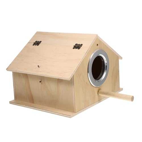 Yardwe Vogelnest Vogelkäfig Vogelhaus Vogelhäuschen für draussen Vogelbrut nisten vogelhäuser für draußen vogelhäuser für Balkon Vogelzubehör Sittichkäfig aus Holz hölzern Light Brown von Yardwe