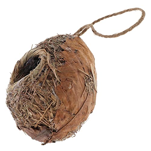 Yardwe Vogelnest aus Stroh vogelhaus tierbedarf Bird House gartendeko rostoptik vogelfutterhaus Nester Einstreu für Vogelkäfige Eule gartenvögel nisten Vögel hängendes Nest Gras Chocolate von Yardwe