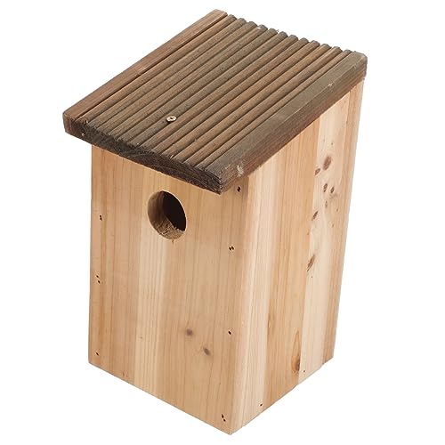 Yardwe Wetterfestes Holz Vogelhaus Für Draußen Nistkasten Für Vögel Ideal Für Hinterhof Und Terrasse Mit Fenster Und Futterstation Zum Aufhängen Inklusive Vogeldusche Für Eine von Yardwe