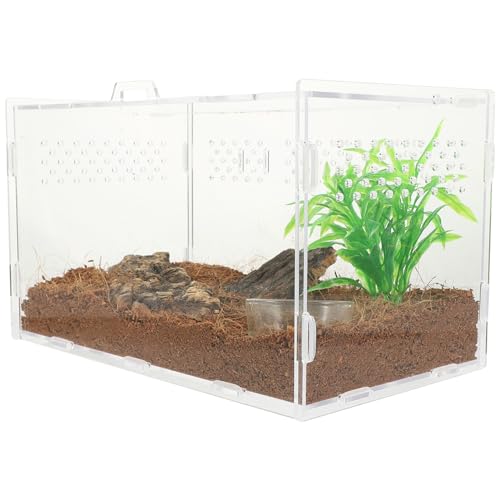 Yardwe transparentes Terrarium Frosch-Panzer Gecko füttern Schildkrötengehege Reptilienterrarium Eidechsenbecken Leopard gehäuse Acryl-Terrarium Reptilien-Terrarium aus Acryl Geckobecken von Yardwe