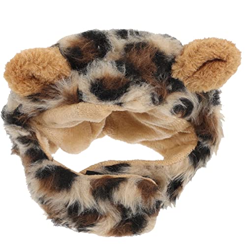 Yardwe zarte Welpenmütze Halloween Costume Halloween Kleidung Costume de Halloween Hundelöwenkopf Hut plüschhut Pfote Leopardendekor Haustier-Halloween-Hut dekorativer Katzenhut Polyester von Yardwe