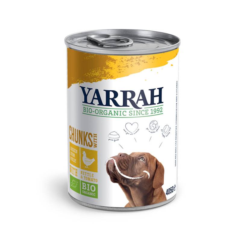 Yarrah Bio Chunks in Soße Hundefutter - Dosen - Huhn mit Brennnessel & Tomate - 6 x 820 g von Yarrah