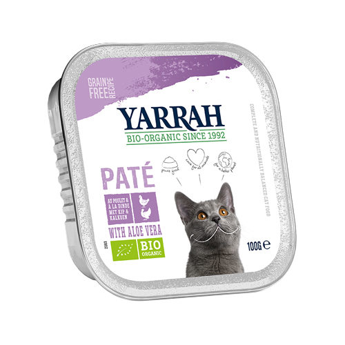 Yarrah Bio Paté Katzenfutter - Schälchen - Huhn & Truthahn mit Aloe Vera Bio - 16 x 100 g von Yarrah