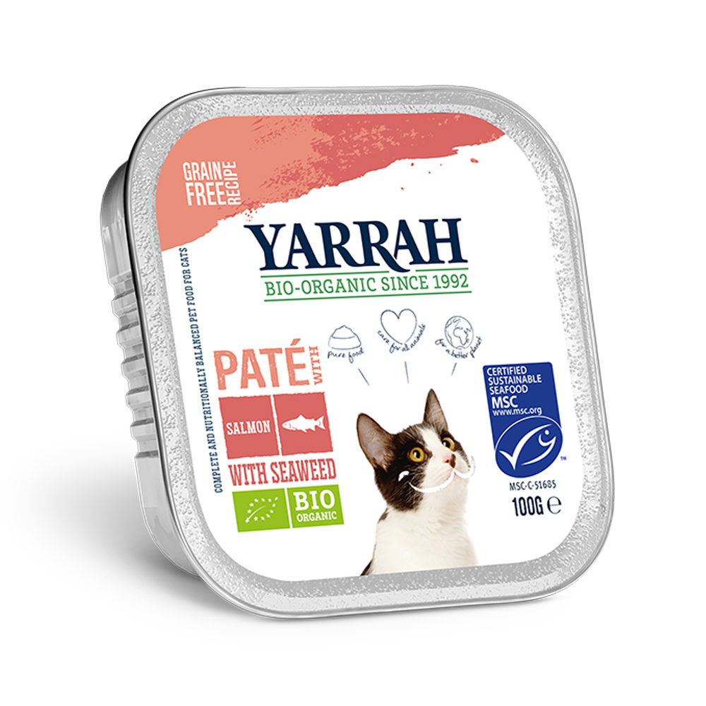 Yarrah Bio Paté Katzenfutter - Schälchen - Lachs (MSC) mit Seetang - 16 x 100g von Yarrah