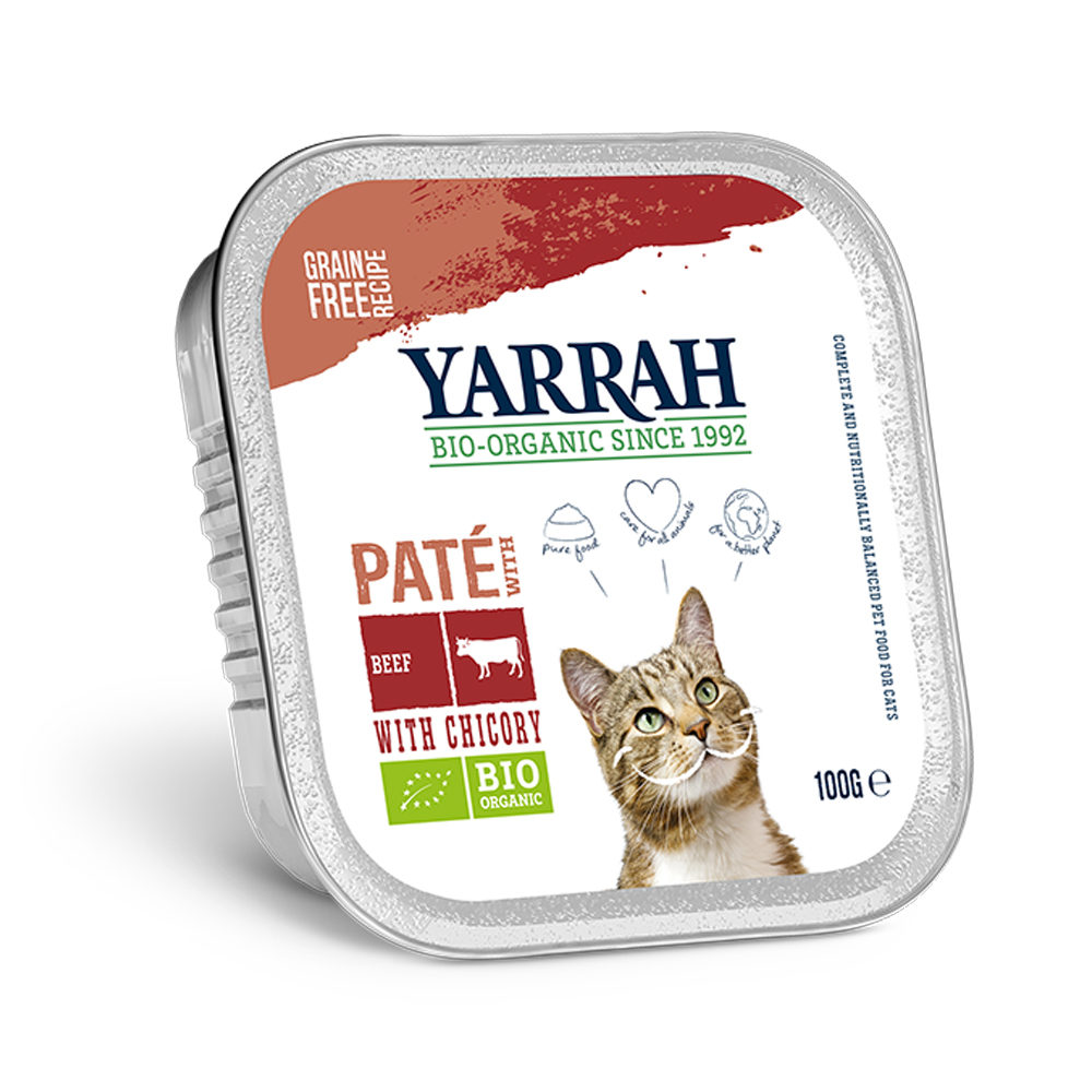 Yarrah Bio Paté Katzenfutter - Schälchen - Rind mit Chicorée Bio - 16 x 100 g von Yarrah