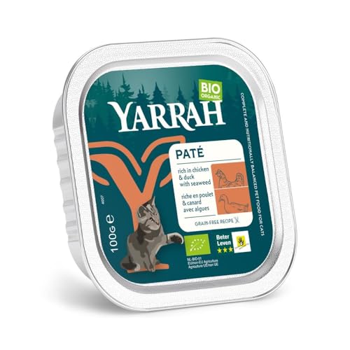 Yarrah Cat Food Paté Nassfutter, Huhn & Ente getreidefrei, 100g von Yarrah