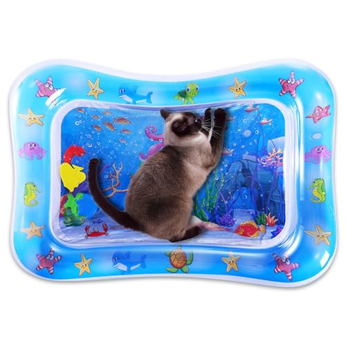 Sensorische Wassermatte für Katzen, Wasserspielmatte Katze Im Sommer, Sensory Water Play Mat, Aufblasbare Sensorische Wasser Spielmatte für Katzen, Verdickte Wassersensor Spielmatte für Katzen von Yarteim