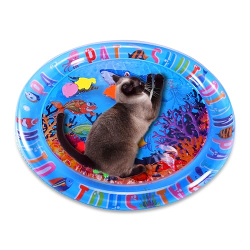 Sensorische Wassermatte für Katzen, Wasserspielmatte Katze Im Sommer, Sensory Water Play Mat, Aufblasbare Sensorische Wasser Spielmatte für Katzen, Verdickte Wassersensor Spielmatte für Katzen von Yarteim