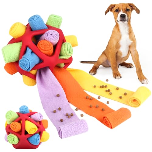 Yasdyri Schnüffelball für Hunde Waschbar Schnüffelspielzeug für Hunde Interaktive Hundespielzeug Ball Intelligenzspielzeug für Hunde Ball für Mittlere und Kleine (rot) von Yasdyri