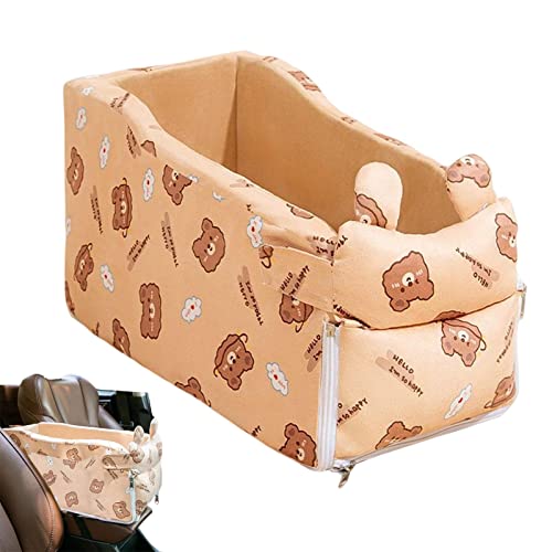 Autositzerhöhung für kleine Hunde | Mittelarmlehne Doggy Travel Bed Vordere Autositze Tragetasche,Waschbare Reisetasche für Chihuahua, Shih Tzu, Yorkie, Pudel, Dackel Yatlouba von Yatlouba