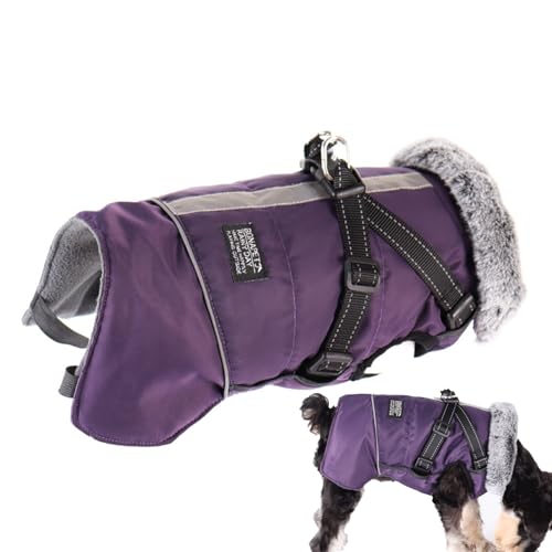 Yatlouba Hunde-Wintermantel, Reflektierende, dick gepolsterte Fleece-Hundemanteljacke,Winddichte, gemütliche Welpenjacke, Winterweste für Camping, Wandern, Skifahren, Spazierengehen von Yatlouba