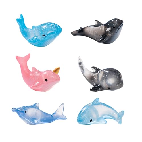 6 Stück leuchtende Fische Aquarium Umwelt Harz Ornamente Zuhause Büro Deko DIY Geschenk-Set von Yawdil