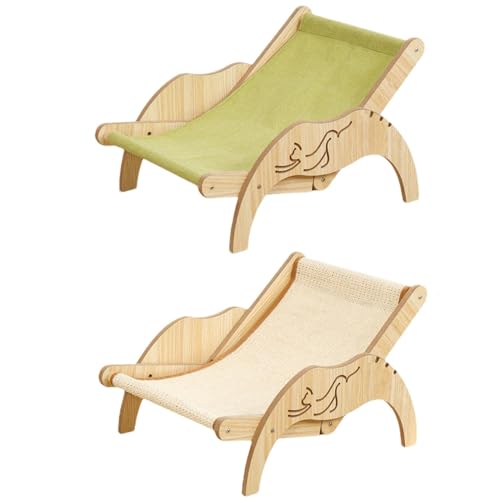 2 Stück Katzen Sisal Stuhl, Katzen Liegestuhl, Cat Sisal Chair, Katzen Sisal Bett, Katzen-Loungesessel, Sisal-Katzenkratzer-Hängematte, Verstellbarer 3-Höhen-Kratzer, Kätzchen-Hochbett von Yaztauho