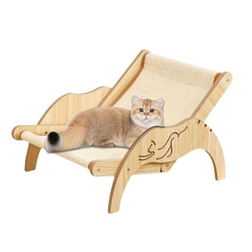 Katzen Sisal Stuhl, Katzen Liegestuhl, Cat Sisal Chair, Katzen Sisal Bett, Katzen-Loungesessel, Sisal-Katzenkratzer-Hängematte, Verstellbarer 3-Höhen-Kratzer, Kätzchen-Hochbett, Beige von Yaztauho