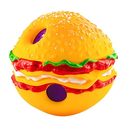 Yaztauho Welpenbälle für Kinderkrankheiten, Hundes Nauten Ball, Pet Chew Play Sound Hamburger -Form Squeaker, Interaktives Training Teether mit leuchtenden Farben für den Haus im Innenbereich im von Yaztauho