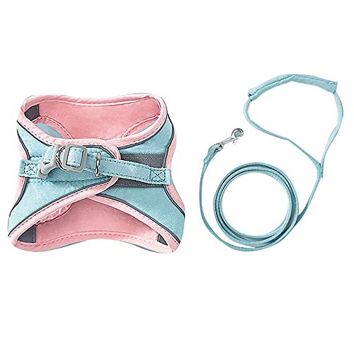 Ycagrain Trainingsleinen für kleine Katzen, mit Geschirr und Halsband, verstellbare Leine, Set (Rosa, L) von Ycagrain