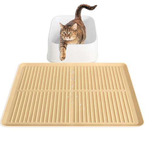 Ycozy Katzenklo Matte Silikon, 68×50cm, Anti-Rutsch & Lebensmittelgeeignet Silikon Katzenstreu Matte, wasserdichte & Leicht zu Reinigen Katzentoilette Matte von Ycozy