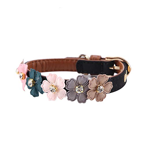 Blume mit PU-Leder-Hunde-Fliege, Katzen-Hundehalsband, Haustier-Fliege, 3 X 42 cm – und Stilvolles Design (1,3 * 34 cm) von Yctze