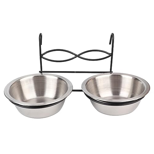 Doppelter Futternapf aus Edelstahl für Hunde und Katzen, Praktisches Hakendesign für die Fütterung Doppelter Futternapf aus Edelstahl für Hunde und Katzen, Praktisches Hakendesign für die Fütterung von Yctze