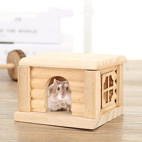 Holzhaus, 1 Stück Naturholz Hamster Haus Flat Top Kabine Ratte Hütte Mauskäfig für kleine Haustier Spielzeug von Yctze