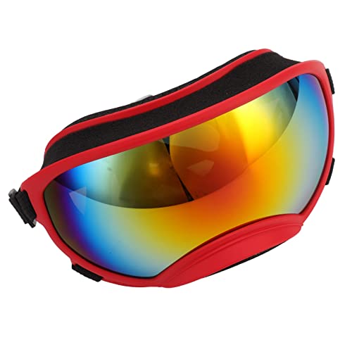 Hundebrille für Große Hunde, Winddichte Sonnenbrille mit Riemen, Rote und Transparente Linse, Pet S-Brille für Große Hunde (roter Rahmen, rote Linse) von Yctze